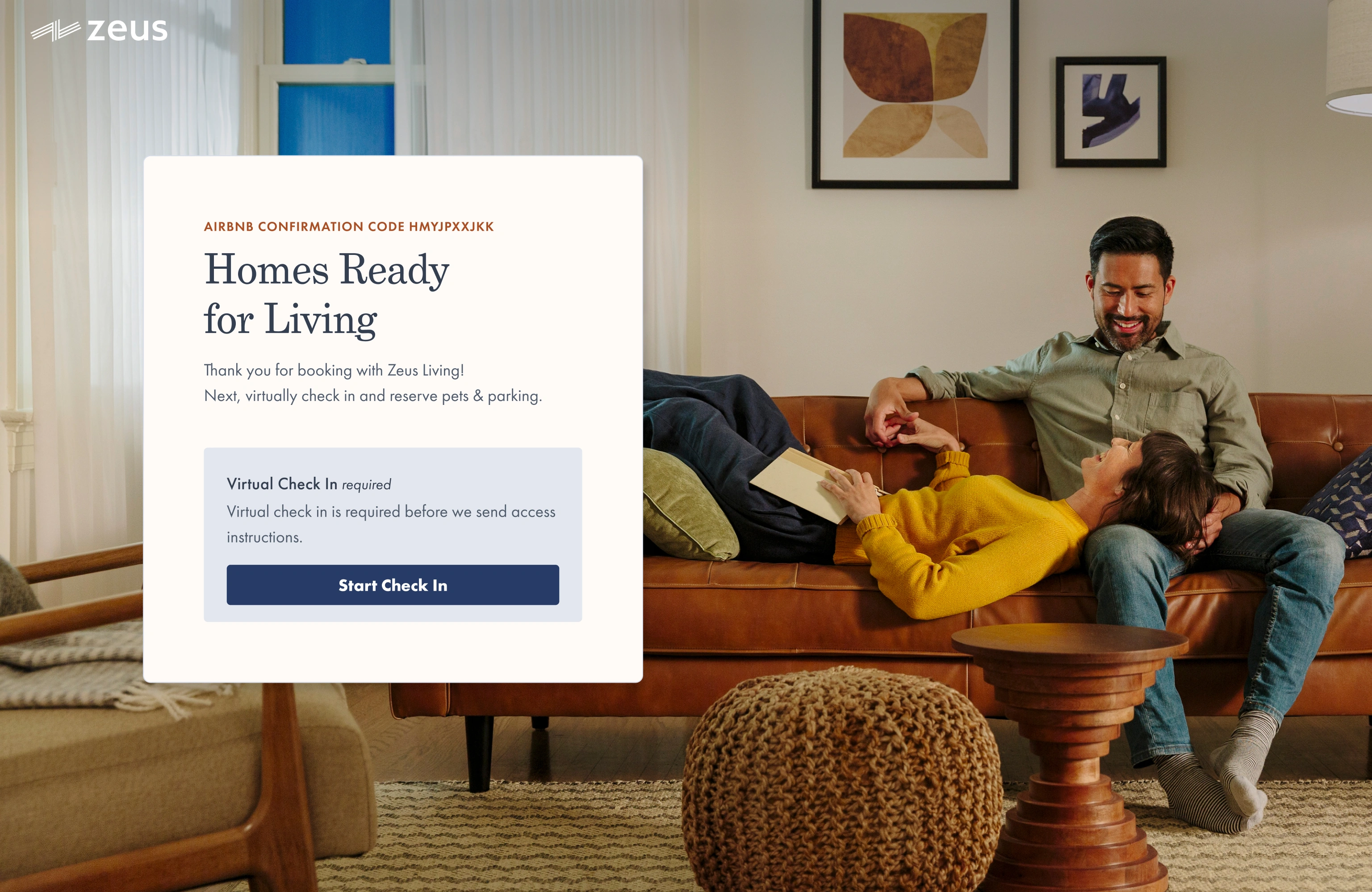 Zeus Living check-in experience design